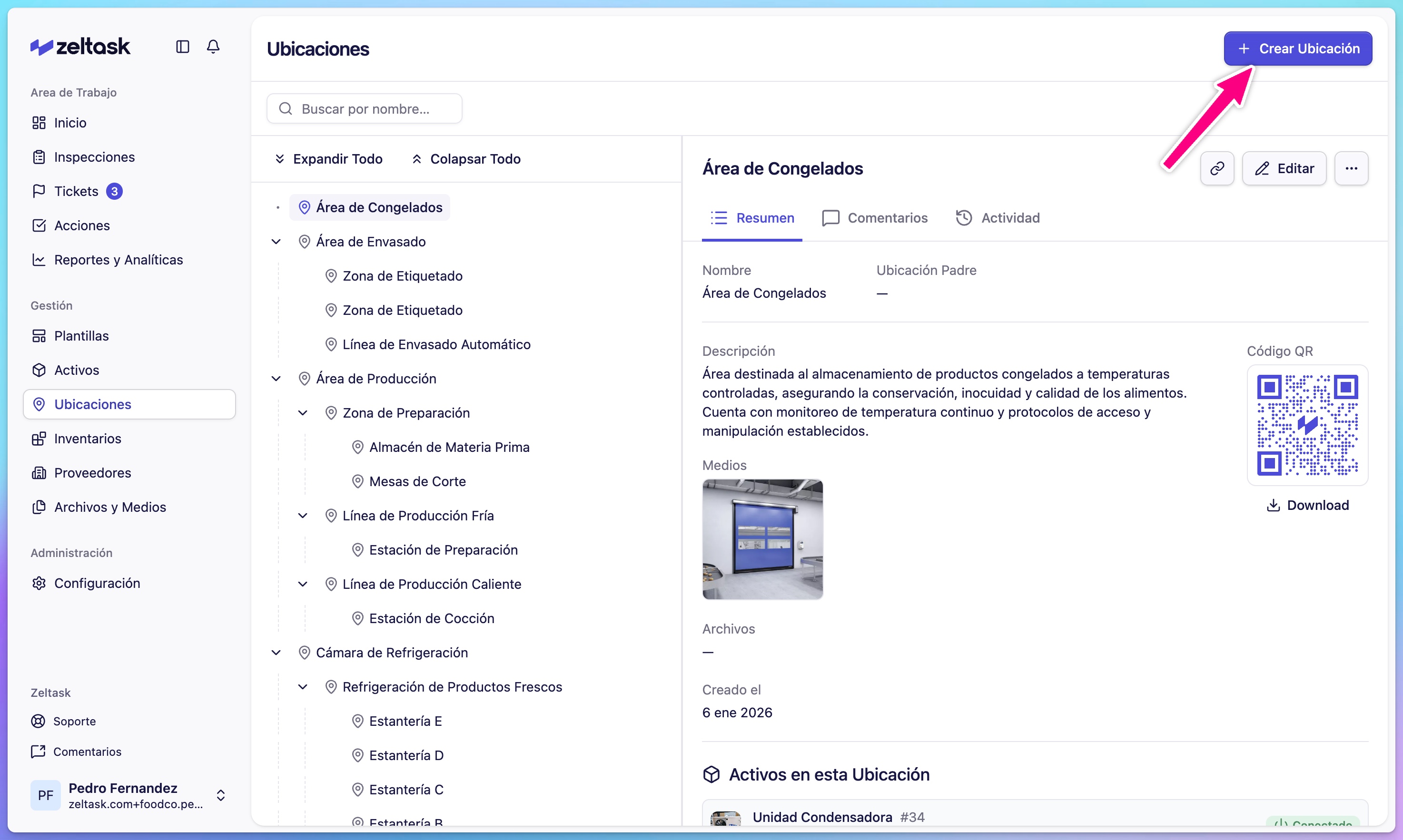 Locations list with Create Location button highlighted